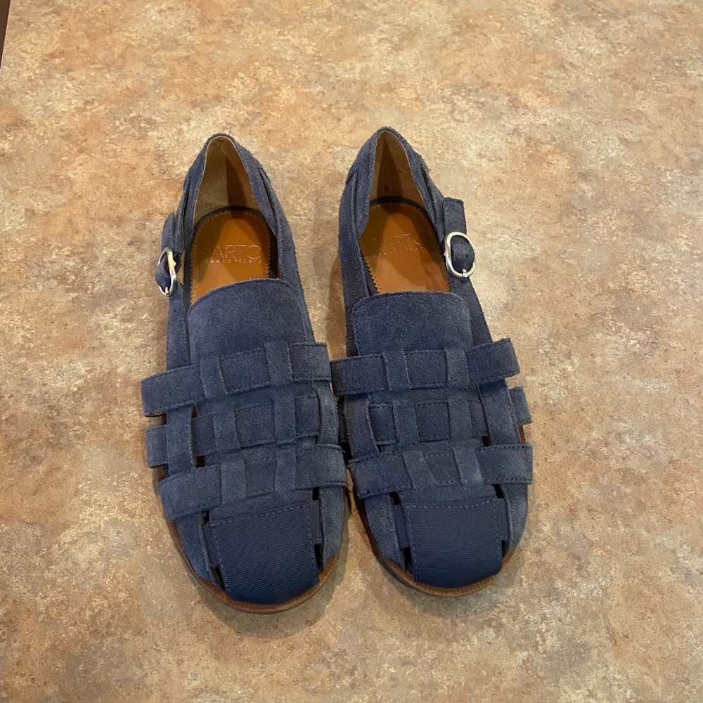 Franco Sarto Blue Suede Fisherman Sandals - Size 5.5